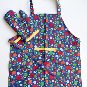 Blue Spots Oven Mitt and Apron